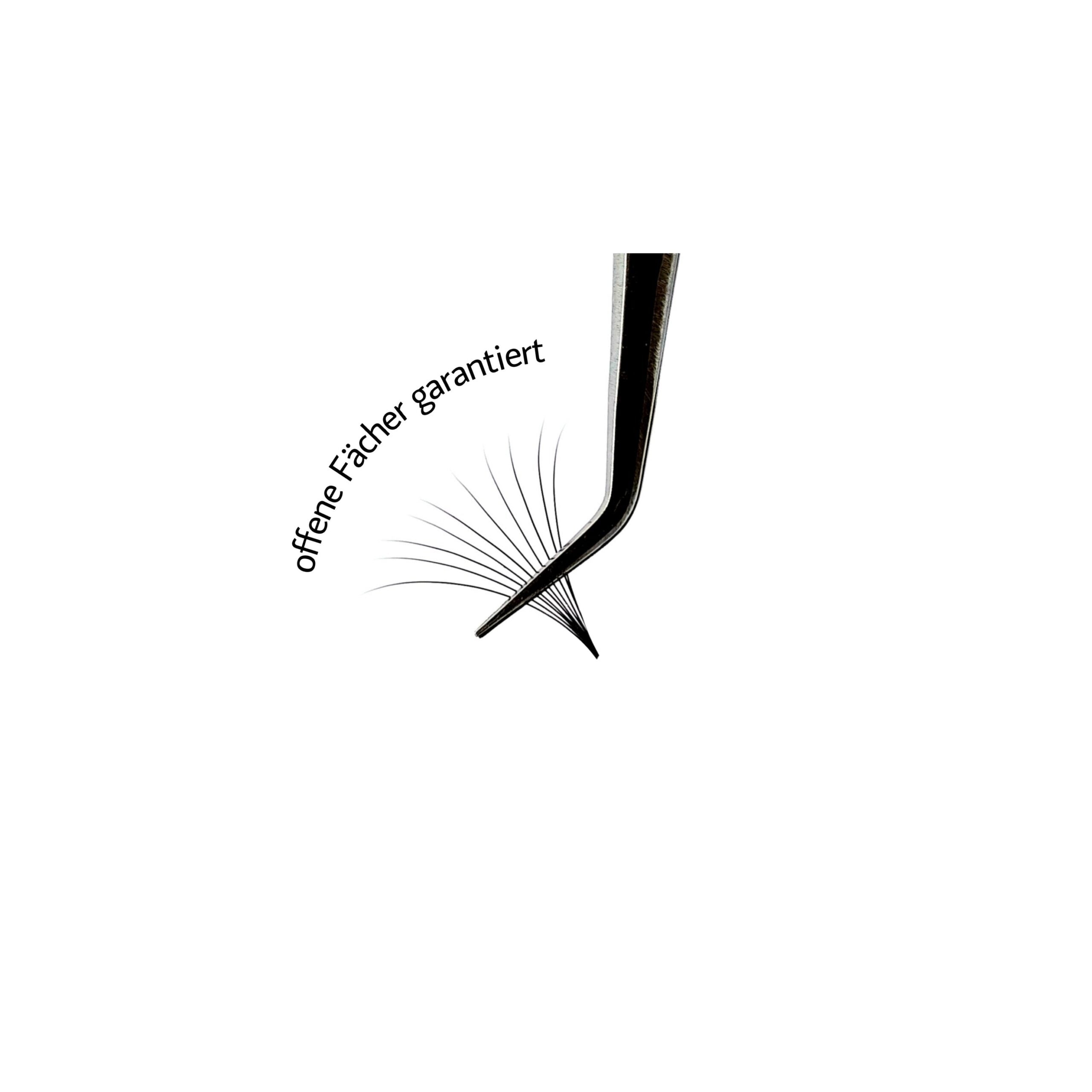 Easy Fan Lashes sind sogenannte Selbstfächernde Wimpern bei einer Wimpernverlängerung. Diese Wimpernextension sind tiefschwarze Volumen Wimpern und eignen sich für Volumentechnik und Megavolume.